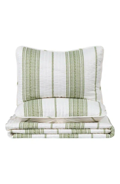 Woven & Weft Farmhouse Stripe Quilt & Sham Set In Green