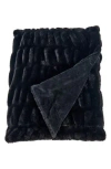 Woven & Weft Faux Fur Reversible Throw Blanket In Black