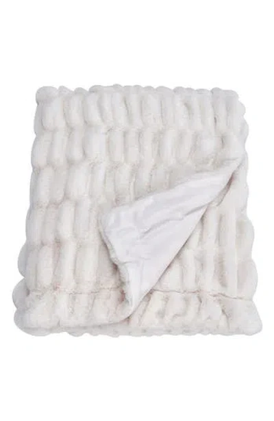 Woven & Weft Faux Fur Reversible Throw Blanket In White