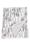 Woven & Weft Faux Fur Reversible Throw Blanket In Gray