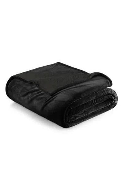 Woven & Weft Faux Shearling Fleece Throw Blanket In Black