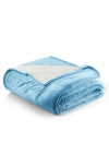 Woven & Weft Faux Shearling Fleece Throw Blanket In Blue