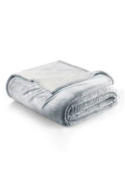 Woven & Weft Faux Shearling Fleece Throw Blanket In Gray