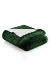 Woven & Weft Faux Shearling Fleece Throw Blanket In Green