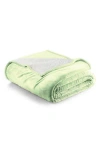 Woven & Weft Faux Shearling Fleece Throw Blanket In Green