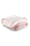 Woven & Weft Faux Shearling Fleece Throw Blanket In Pink