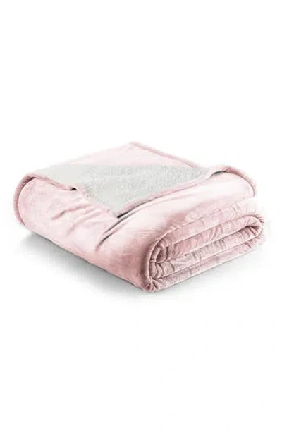 Woven & Weft Faux Shearling Fleece Throw Blanket In Pink