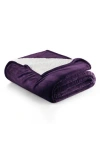 Woven & Weft Faux Shearling Fleece Throw Blanket In Purple