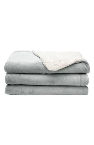 Woven & Weft Faux Shearling Reversible Blanket In Gray