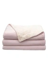 Woven & Weft Faux Shearling Reversible Blanket In Pink