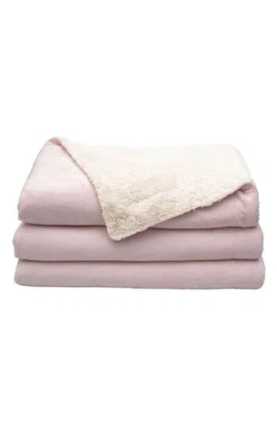 Woven & Weft Faux Shearling Reversible Blanket In Pink