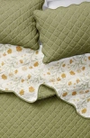 Woven & Weft Floral Cotton Scalloped Quilt & Sham Set In Morning Blossoms