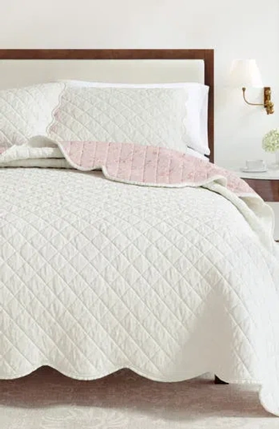 Woven & Weft Floral Cotton Quilt & Sham Set In Spring Petals Peach