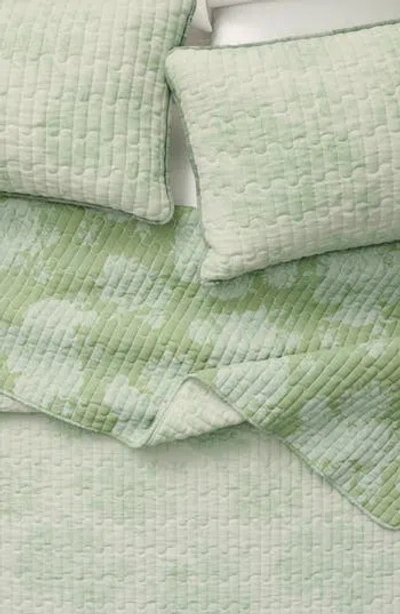 Woven & Weft Floral Scalloped Cotton Quilt & Sham Set In Eucalyptus
