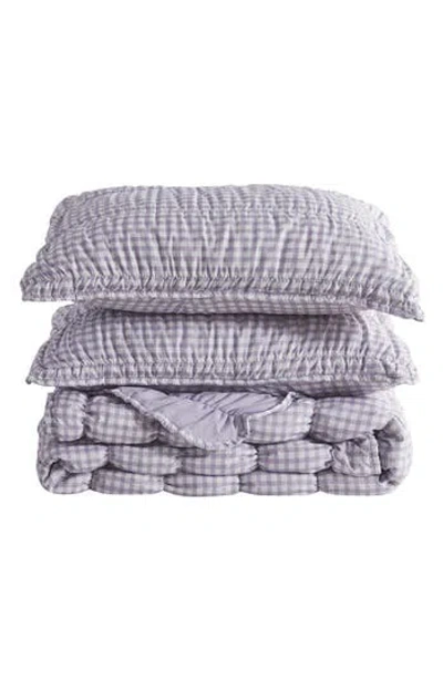 Woven & Weft Gingham Quilt Set In Purple
