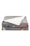 Woven & Weft Holiday Print Reversible Faux Shearling Throw Blanket