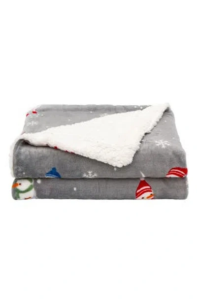 Woven & Weft Holiday Print Reversible Faux Shearling Throw Blanket