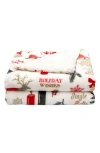 Woven & Weft Holiday Print Reversible Faux Shearling Throw Blanket