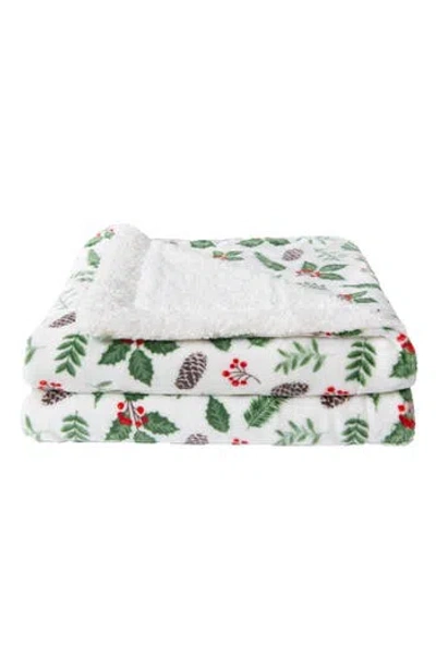 Woven & Weft Holiday Print Reversible Faux Shearling Throw Blanket