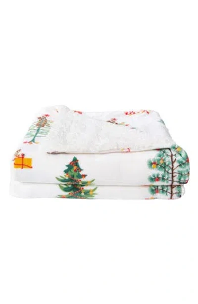 Woven & Weft Holiday Print Reversible Faux Shearling Throw Blanket