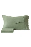 Woven & Weft Jersey Knit Sheet Set In Heathered Olive