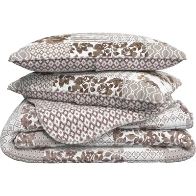 Woven & Weft Langdon Scalloped Quilt 3-piece Set In Langdon Patchwork Taupe