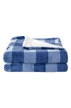 Woven & Weft Logde Plaid Print Reversible Faux Shearling Throw Blanket