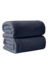 Woven & Weft Loop Textured 2-pack Bath Towels In Blue