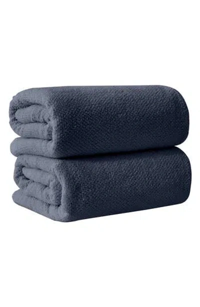 Woven & Weft Loop Textured 2-pack Bath Towels In Blue