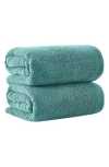Woven & Weft Loop Textured 2-pack Bath Towels In Blue