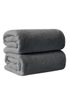 Woven & Weft Loop Textured 2-pack Bath Towels In Gray