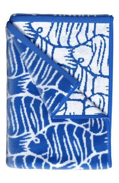 Woven & Weft Oversize Beach Towel In Blue/white Fish