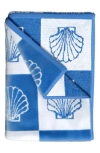 Woven & Weft Oversize Beach Towel In Blue/white Seashell