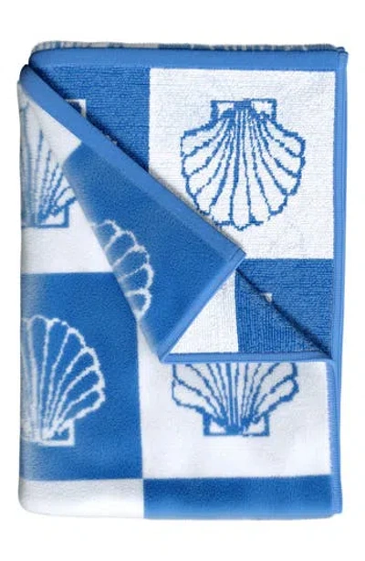 Woven & Weft Oversize Beach Towel In Blue/white Seashell