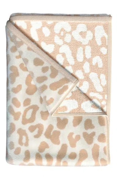 Woven & Weft Oversize Beach Towel In Dark Tan/ivory Leopard