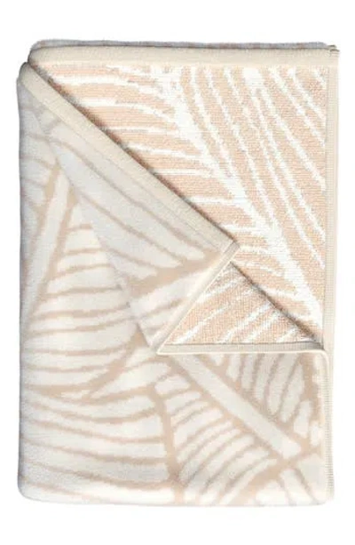Woven & Weft Oversize Beach Towel In Dark Tan/ivory Thin Palm