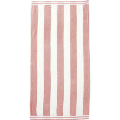 Woven & Weft Oversize Stripe Beach Towel In Dusty Rose / White