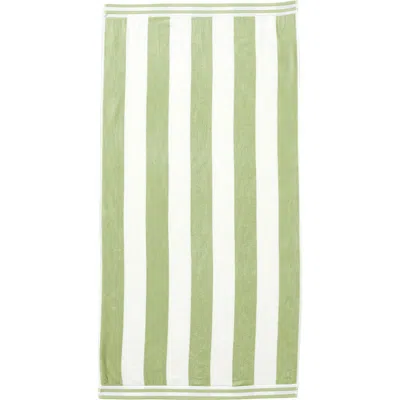 Woven & Weft Oversize Stripe Beach Towel In Eucalyptus Green / White