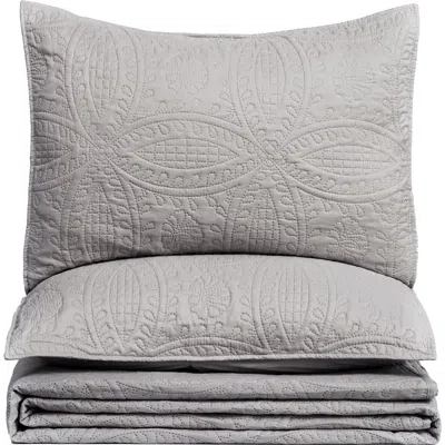 Woven & Weft Pinsonic 3-piece Quilt Set In Light Grey