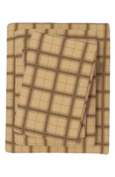 Woven & Weft Plaid 4-piece Flannel Bed Sheet Set In Brown
