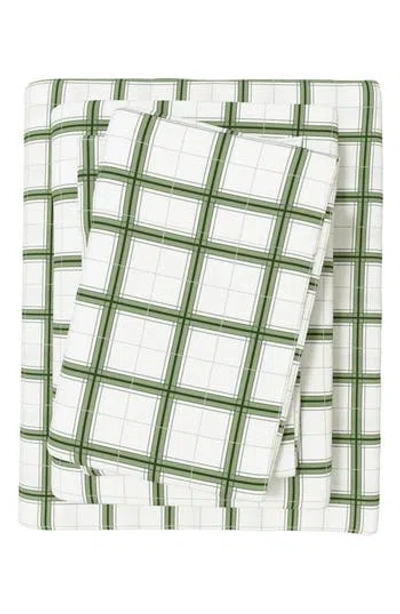 Woven & Weft Plaid 4-piece Flannel Bed Sheet Set In Green