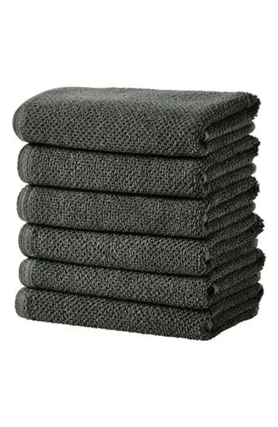 Woven & Weft Popcorn Texture 6-piece Towel Set In Midnight