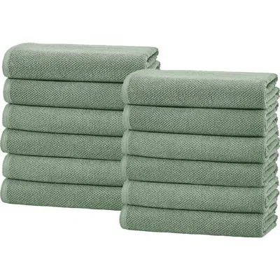 Woven & Weft Popcorn Textured 6-piece Cotton Bath Towel Set In Green