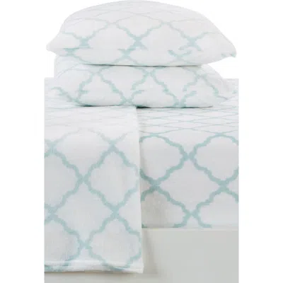 Woven & Weft Printed Plush Velour Sheet Set In Blue