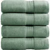 Woven & Weft Quick-dry Cotton 4-pack Bath Towel Set In Green