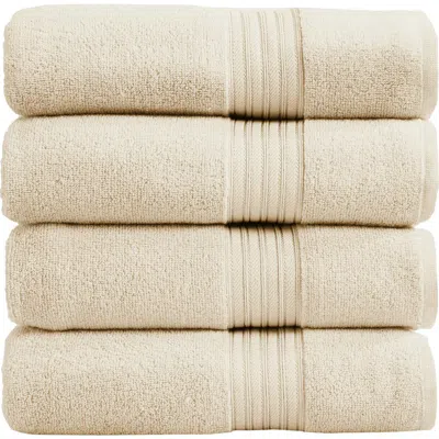 Woven & Weft Quick-dry Cotton 4-pack Bath Towel Set In Yellow