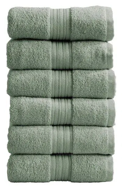 Woven & Weft Quick-dry Cotton 6-pack Hand Towel Set In Green