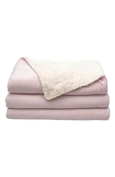 Woven & Weft Reversible Faux Shearling Throw Blanket In Pink