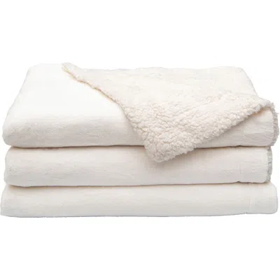 Woven & Weft Reversible Faux Shearling Throw Blanket In White