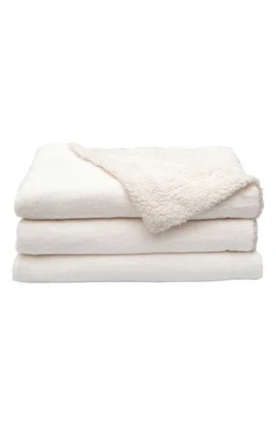 Woven & Weft Reversible Faux Shearling Throw Blanket In White
